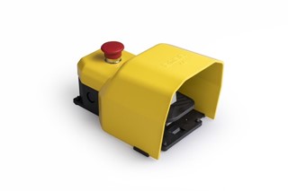 PDK Serisi Metal Korumalı 2*(1NO+1NC) Taşıma Kol Delikli İki Kademeli Resetli (Acil Stop'lu) Tekli Sarı Plastik Pedal